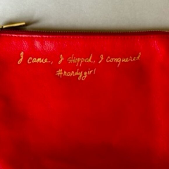 Rebecca Minkoff Red Leather Cosmetics Accessories Pouch Bag - Picture 2 of 5